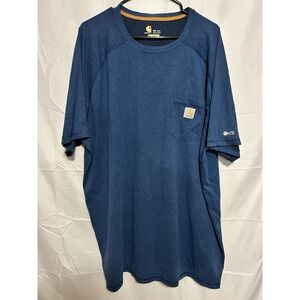 Carhartt Force T Shirt Mens 3XL Tall Blue Relaxed Fit Pocket Workwear